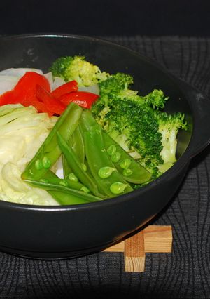 蒸し野菜の肉味噌添え(*^-^*)-レシピのメイン写真