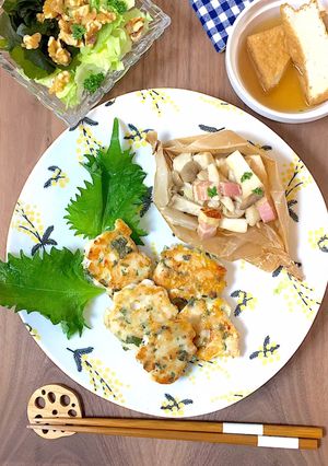 鶏ささみの大葉チーズつくね焼きお弁当簡単-レシピのメイン写真