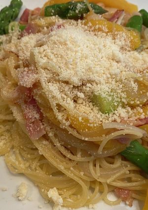 桃のスパゲッティ ごまだれ味-レシピのメイン写真