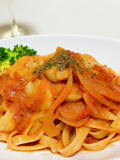 ホタテのクリームトマトパスタ-レシピのメイン写真