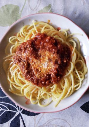 超簡単ミートソ―スパスタ-レシピのメイン写真