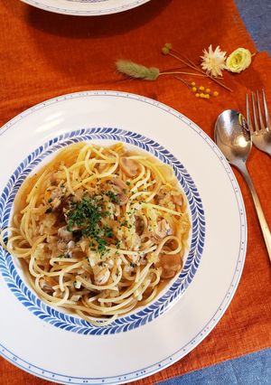 旬の味@浅利のコンソメスープパスタ-レシピのメイン写真