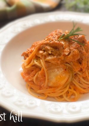 まな板不要！キムチとツナのクリームパスタ-レシピのメイン写真