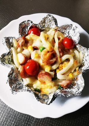 味付けなしの簡単うどんピザ-レシピのメイン写真