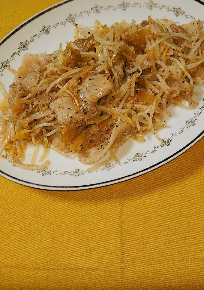 ヨウサマの減塩もやしと豚肉のお酢炒め-レシピのメイン写真