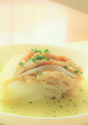 〖鶏ひき肉と新玉ねぎの簡単ミルフィーユ〗-レシピのメイン写真