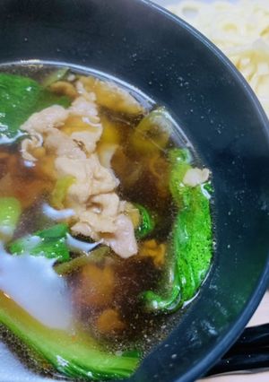 ごま油香る豚バラ青梗菜のつけうどん-レシピのメイン写真