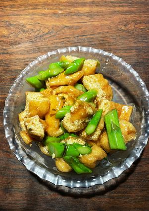 油揚げとアスパラの甘辛餡掛け絡め-レシピのメイン写真