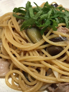 ナスと豚肉の醤油和風パスタ-レシピのメイン写真