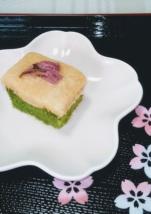 高齢者向け★抹茶と桜のしっとりケーキ-レシピのメイン写真