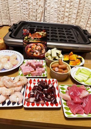 ホットプレートたこ焼き器でアヒージョ♪-レシピのメイン写真