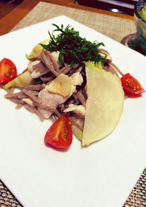 和そばとかぶらと鶏胸肉のペペロンチーノ-レシピのメイン写真