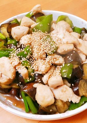 俺の中華風ナスとピーマンの鶏胸肉炒め-レシピのメイン写真