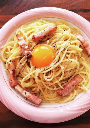 卵あとのせカルボナ～ラ-レシピのメイン写真