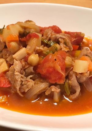 ひよこ豆と豚肉のトマト煮込み-レシピのメイン写真