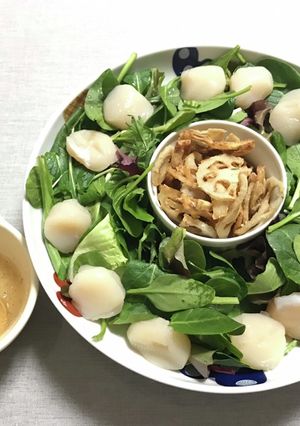 ベビーリーフとレンコンのサラダ　-レシピのメイン写真