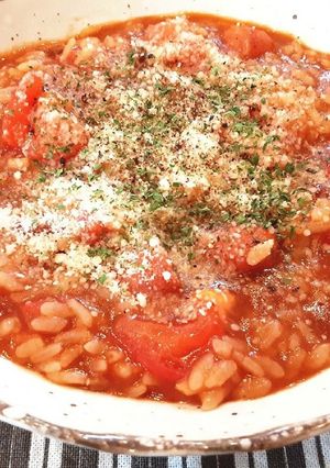 残りカレーで♪トマトカレーリゾット♡-レシピのメイン写真