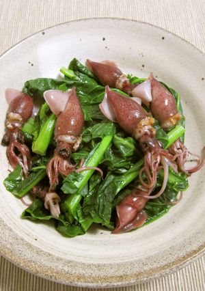 のらぼう菜とホタルイカの蒸し炒め-レシピのメイン写真