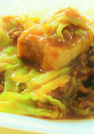 豚ひき肉と厚揚げと春キャベツの簡単カレー-レシピのメイン写真