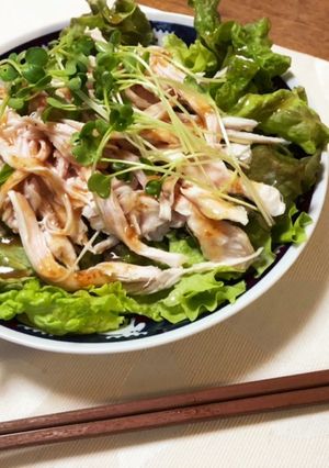 【低温調理】梅ドレッシングのチキンサラダ-レシピのメイン写真