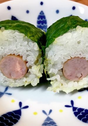 香味ペースト・青菜巻きおにぎりウインナー-レシピのメイン写真