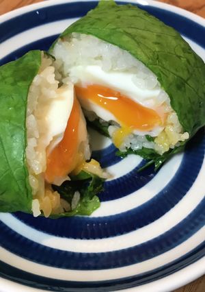香味ペースト・青菜巻きおにぎり半熟卵-レシピのメイン写真
