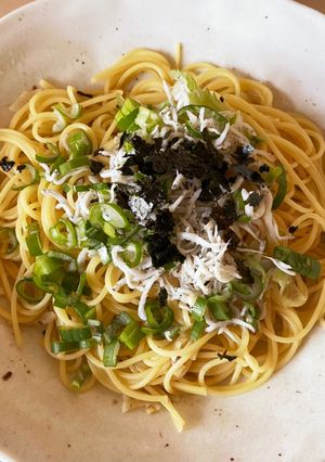 鯖缶の汁でしらすとネギのパスタ-レシピのメイン写真