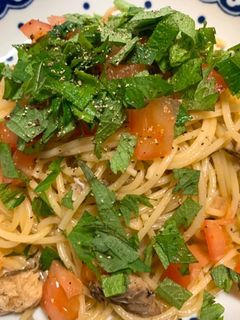 サバとトマトと大葉のさっぱり和風パスタ-レシピのメイン写真