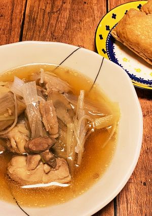 ごろごろ鶏とゴボウのほっこり簡単スープ-レシピのメイン写真