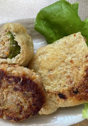 根菜でハンバーグ　と油揚げ挟み-レシピのメイン写真