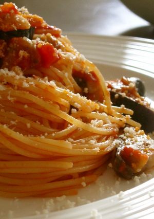 茄子のトマトソースパスタ（アラビアータ）-レシピのメイン写真