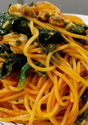 冷凍海鮮食材で簡単海鮮トマトパスタ-レシピのメイン写真