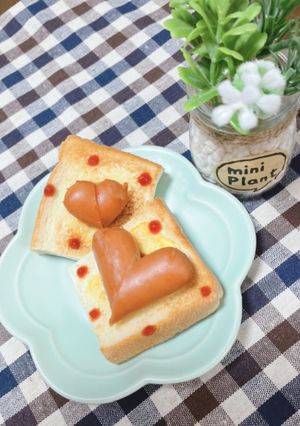 ウインナーのハートトースト♡-レシピのメイン写真