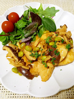 鶏むね肉と椎茸のレモンバター炒め-レシピのメイン写真
