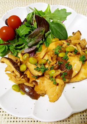 鶏むね肉と椎茸のレモンバター炒め-レシピのメイン写真
