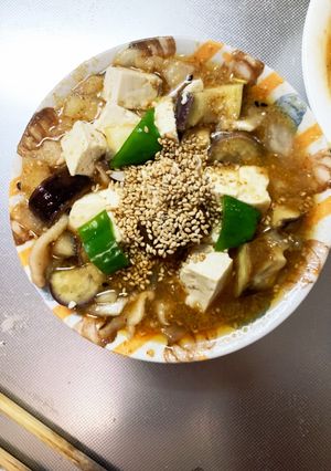 レンジ豚こまピリ辛ネギ味麻婆豆腐&茄子-レシピのメイン写真