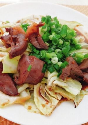 鹿レバハツと春キャベツの炒め物-レシピのメイン写真