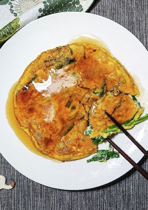 簡単おかず！ニラ玉の鶏ガラ醤油餡掛け-レシピのメイン写真