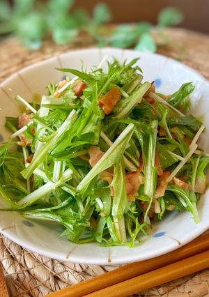 水菜のカリカリベーコンサラダ-レシピのメイン写真