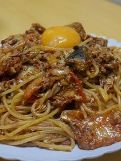 麻婆サバ缶パスタ-レシピのメイン写真