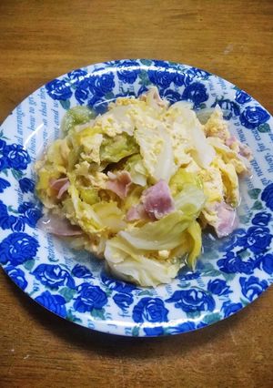 梨湖のベーコンキャベツ卵とじ-レシピのメイン写真