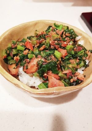 大根の葉の大量消費にサバ缶炒め-レシピのメイン写真