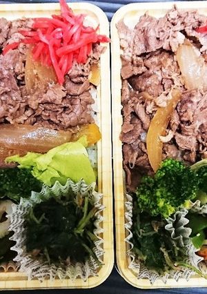 【夫婦弁当⑭】牛丼とちくわピーマン-レシピのメイン写真