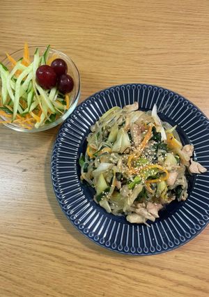 白ネギ鳥もも肉とマロニーの照り焼き-レシピのメイン写真