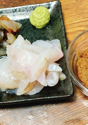 カナガシラの塩昆布和えと肝醤油刺し-レシピのメイン写真