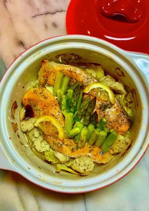2808鮭と帆立のポットオーブン蒸し焼き-レシピのメイン写真