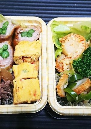 【夫婦弁当⑮】肉巻きインゲンとホタテマヨ-レシピのメイン写真