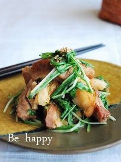 塩豚と水菜の炒め物♪-レシピのメイン写真