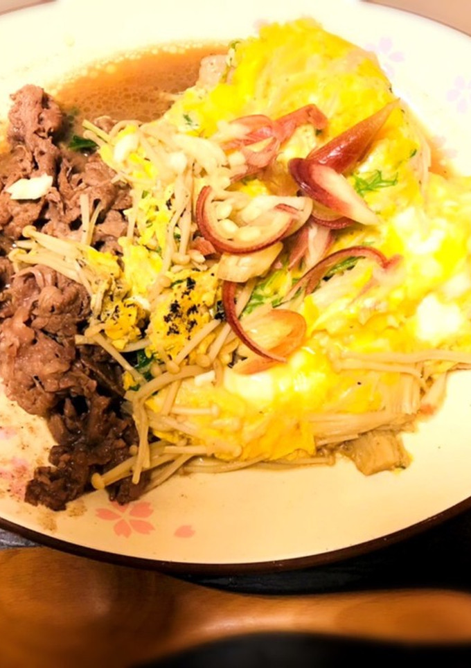 鍋の残り物とお家にあるお肉で卵とじ-レシピのメイン写真