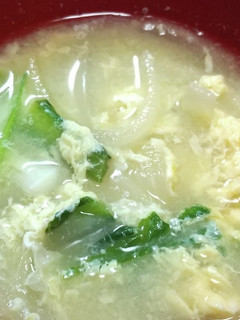 新玉ねぎと小松菜のかき玉味噌汁-レシピのメイン写真
